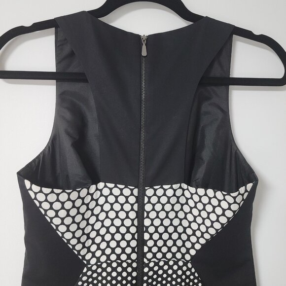 Laundry by Shelli Segal Black & White Polka Dot Colorblock Sheath Dress - Picture 8 of 12